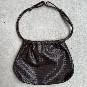 Cos Bar Woven Brown Leather Women’s Small Clutch Purse Bag One Size